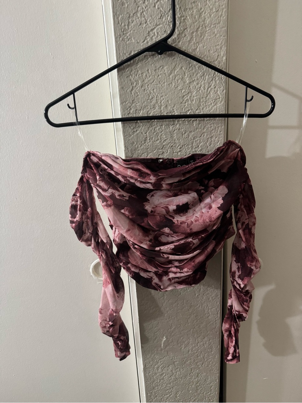Windsor Rose-Pink Floral Off-Shoulder Draped Crop Top